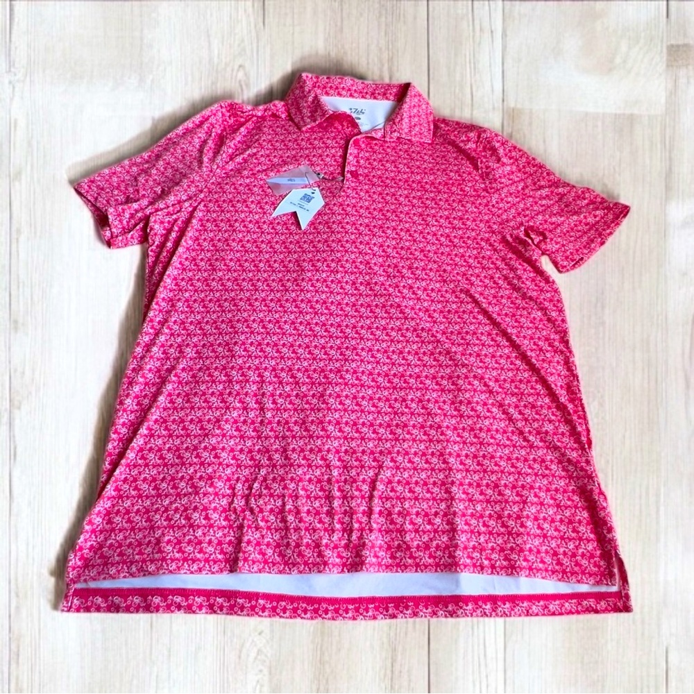 1764 Golf Polo Shirt Men’s Large Hibiscus Cycling Bike Red NWT